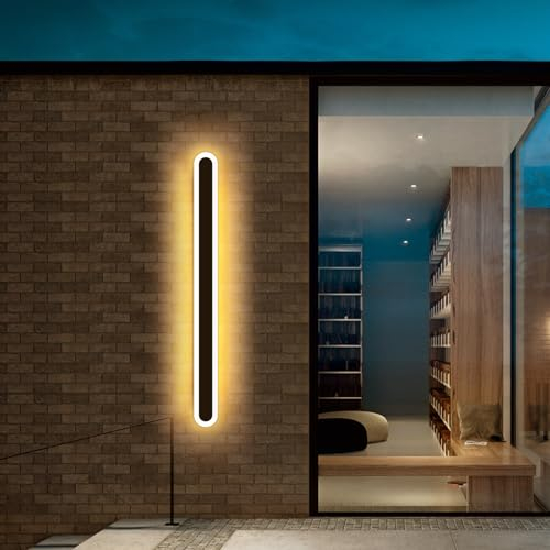 Mikeru 150cm Lange Außenwandleuchte Dimmbar 10% Bis 100%, LED Wandleuchten Netzbetrieben 3000k/4500k/6000k Dreifarbiges Licht Festverdrahtete Außenwandleuchte Für Innen, Spiegelkabinett, Gang