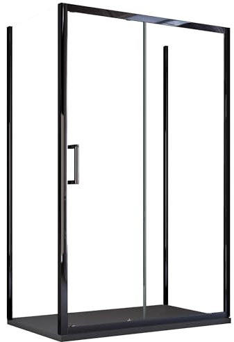 Duschkabine zwischen den Seiten Schiebetür schwarze Profile H195 6mm AGATA - 80x120x80