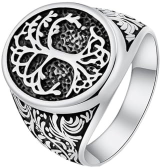 PAURO Homme Acier Inoxydable Bague Arbre de Vie Celtique Rétro Style Punk Argent Taille 70
