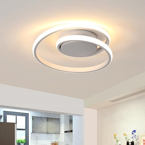 Comely LED Deckenlampe, 30W 3300LM Deckenleuchte LED Warmweiss 3000K, Modern Design Schlafzimmerlampe Decke Weiß Deckenbeleuchtung für Balkon Küche Flur Büro