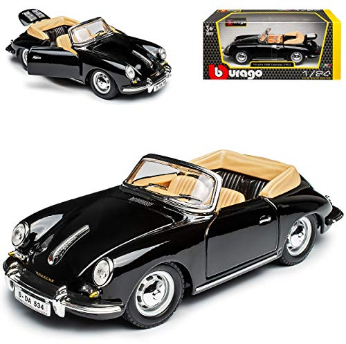 Generisch Porsche 356b Cabrio Schwarz 1959-1963 18-22078 1/24 Burago Modell Auto