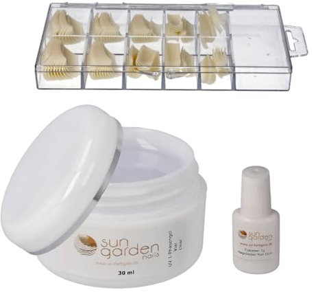 Kit de manucure - Gel UV monophase transparent - 30 ml - Boîte de 100 pointes - Colle à ongles 7 ml dans un flacon pinceau - Gel tout en un pour ongles - Gel de base - Gel de construction - Gel de