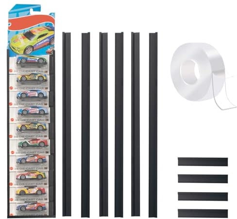 4 Sets Modellauto Vitrine zur Wandmontage mit Nanokleber Wandvitrine Sammlervitrine Wandregal Hängeregal für Spielzeugauto aus Druckguss mit Blisterverpackung (Schwarz)