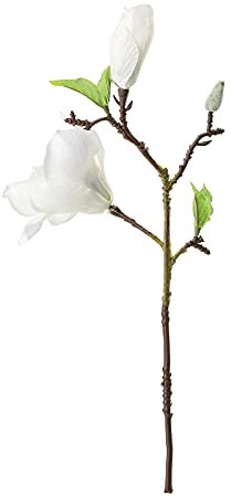 NLDGR Weiße Magnolien-Kunstblumen, 2 Köpfe, Seidenschaum, Künstliche Magnolienblumen mit Stielen, Blumenstrauß, Künstliche Blumen-Magnolienstiele, 35,6 cm (1)