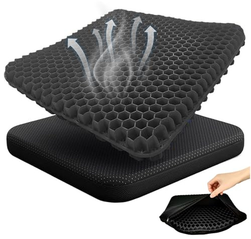 Cojin coxis Gel, Cojin antiescaras para Silla de Oficina Asiento para coxis ortopedico Apoyo Transpirable Cojin Ergonomico con Funda Antideslizante Cojín Postural para Coche, Oficina y Silla Ruedas