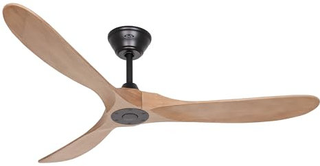 CasaFan Energiespar Deckenventilator mit Fernbedienung Eco Genuino Matt Schwarz/Eiche mittel 152 cm