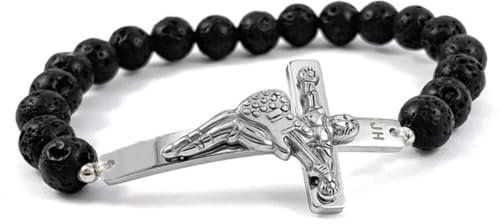 Johnny HALLYDAY - Bracelet en Acier 316 - Pierre de Lave