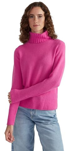 Style & Republic Damen Rollkragenpullover aus 100% Kaschmir, Regular-Passform, stilvoller Premium-Cashmere-Strickpullover für Herbst und Winter, rosa S