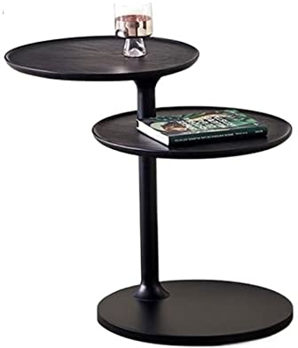 Couchtisch Kaffeetisch Runder Beistelltisch aus Holz mit drehbarer Tischplatte, 2-stufiger Couchtisch, Nachttisch for Wohnzimmer, Schlafzimmer, kleine Räume, moderner Nachttisch for die Inneneinrichtu