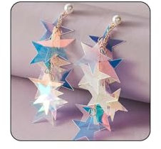 Star Earrings, Fünfzackige Sternohrringe, Sterne Ohrringe, Ohrstecker Stern, Ohrringe Stern Damen, Lang Stern Ohrstecker, Geburtstagsgeschenke für Mädchen und Frauen