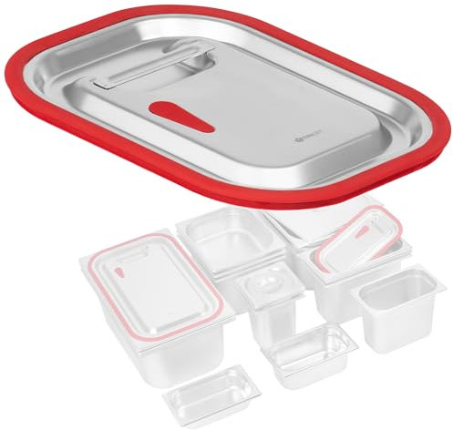 Mahlzeit GN Behälter Deckel mit Silikonrand für GN 1/2 | Edelstahl Gastronomiebehälterdeckel, Behälter-Deckel, Wärmebehälterschutz, Geeignet für 1/2 Gastro-Behälter
