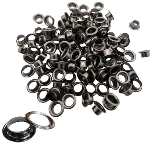 Lot de 120 œillets en métal avec rondelles pour cuir et tissu Noir 10 mm