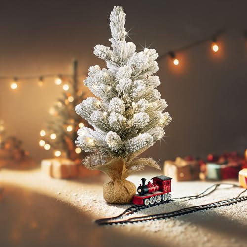infactory Deko Tannenbaum LED: Deko-Weihnachtsbaum mit Schnee, 50 LEDs, 56 cm, USB-Betrieb (Tannenbaum mit Licht, Leuchtdekos, Weihnachtsbaumbeleuchtung kabellos)