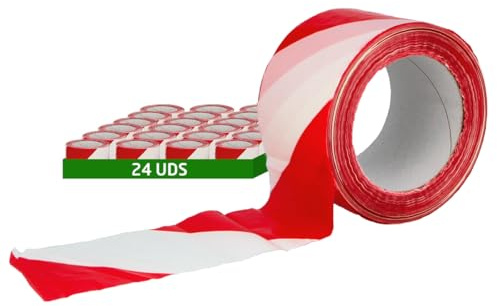 Amig - 24er-Pack Absperrband Rot-Weiß aus LDPE - 200 m x 70 mm - Zur Gefahrenkennzeichnung und Warnmarkierung - Wasserfest und flexibel