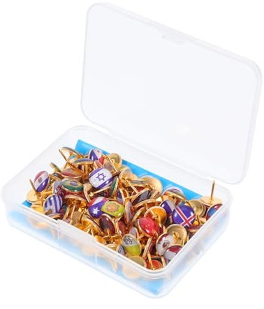 Lurrose 100stücke Metall-reißnadeln Mit Länderflagge Für Korktafeln Dekoratives Pinnwandzubehör Flaggenreißnadeln Für Schulbürobedarf Reisen Und Wanddeko