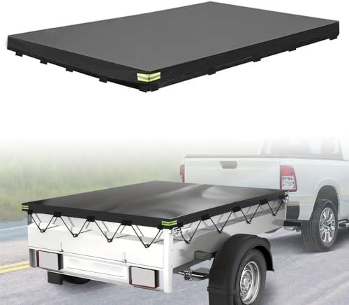 LYPPUL Anhängerplane Flachplane, 214*122*13cm Abdeckplane für Anhänger, Anhänger Plane mit Planenseil, 420D Oxford Material Wasserdicht Winddicht Abdeckung Zubehör für 750kg PKW Hänger Autoanhänger