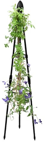 Dmuzsoih Metall Gartenspalier, Schwarz Obelisk Rost, Gartenspalier Kletterpflanzen, Rankturm Metall Spitz, Rankhilfe Für Kletterpflanzen Und Rosen, Freistehende Ranksäule Für Garten