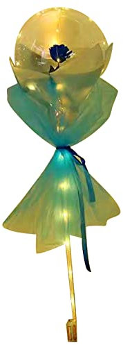 Acouto Ballon Lumineux Bouquet Rose Bouquet Transparent Saint Valentin Cadeaux avec du Carton Complet Simulation Rouge Full Red Derni (BLUE)