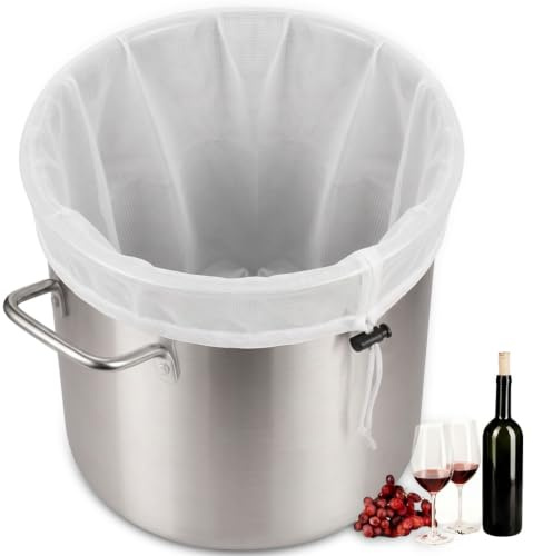 AOOTE Filter Braubeutel,2 Stk 250 Mesh Wiederverwendbar Brew Bag mit fester Schnalle, 66 * 56cm Filterbeutel Polyester für Heimbrauen Wiederverwendbare,Obstpresse,Wein,Marmelade,Bier,Braukörner