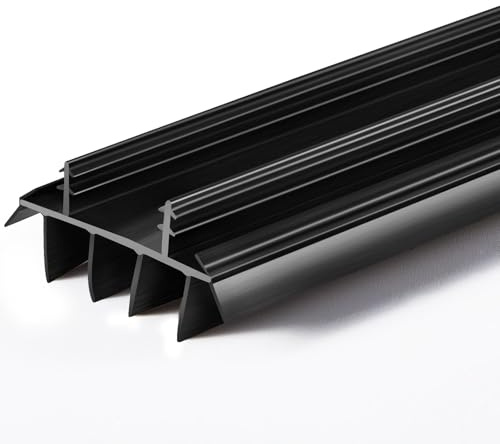 Pushglossy 1 Pcs Door Bottom Seal with Vinyl Fins Threshold Strip,Black | 36 Long 1 3/4 Wide, Kerf Weatherstrip for 7/8 Inch Barbs, Draft Stopper Bottom Door, Energy Saving Seal