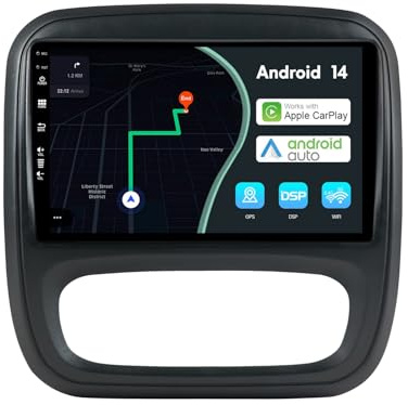 MSD 9 Pulgada Autoradio Pour Renault trafic 3 / Opel Vivaro B (2014-2021) | Android 14 GPS Navigation Radio | CarPlay Android Auto Dab 4G Dual-Band WLAN Volante DSP | Cámara | 2 DIN IPS-2.5D Pantalla