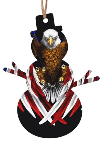 USA-Flagge, patriotischer Adler, Weihnachtsdekoration, Holzornamente, perfekt zum Aufhängen an Weihnachtsbäumen, Türen oder Fenstern.