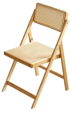 YGLEEULI Kleine Familien-Esszimmerstühle, Bambus-Rückseite, Harz-Rattan-Geflecht, Frisiertischhocker, zusammenklappbar, Aufbewahrung Küchen Stuhl klappbar(Style3-primary Color)