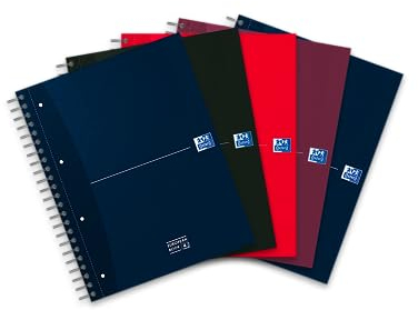 Oxford Collegeblock A4, kariert, 240 Seiten, European Book, 3 Register, 4 Farben, 5 Stück