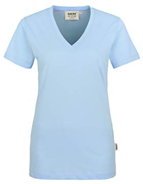 HAKRO Damen V-Shirt „Classic“ - 126 - ice blue - Größe: M