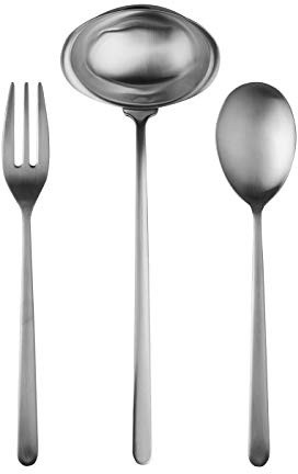 MEPRA Linea Ice 3 Pcs Serving Set – Brushed Steel Tableware, Dishwasher Safe Cutlery, Metallic,104722003