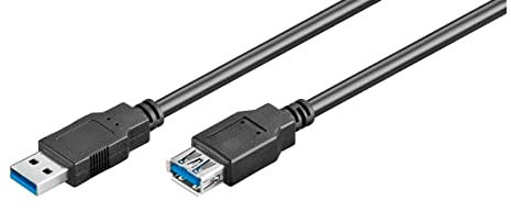 Ewent Cavo USB 3.0 Tipo A/Maschio a A/Femmina, Doppia Schermatura AWG 28 in Rame, velocità di Trasferimento Fino a 5GMbit, 1m, Nero