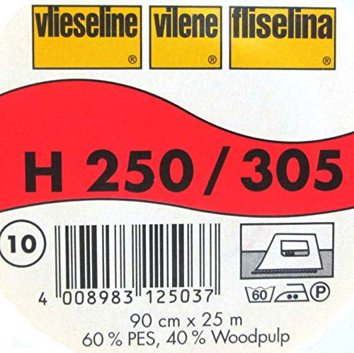 0,50 m stabile Einlage H250 von Freudenberg 90 cm breit weiss