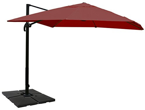 Mendler Gastronomie-Ampelschirm HWC-A96, Sonnenschirm, 3x4m (Ø5m) Polyester/Alu 26kg mit Ständer - bordeaux
