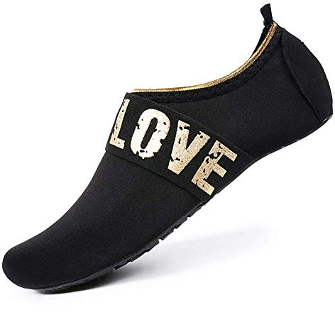 Chaussures aquatiques pour le surf, la plongée, la plage, la course Chaussures d’intérieur pour la maison, le yoga pour hommes et femmes Semelle en éponge Néoprène, Cuore, XXL(EU42/43)