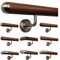 TIBU Ami Nussbaum Geländer Handlauf Treppe Holz Griff gewinkelt Edelstahlhalter, Länge 30-500 cm - Variante: 100 cm mit 2 Halter und Ende Halbrunde Edelstahlkappe