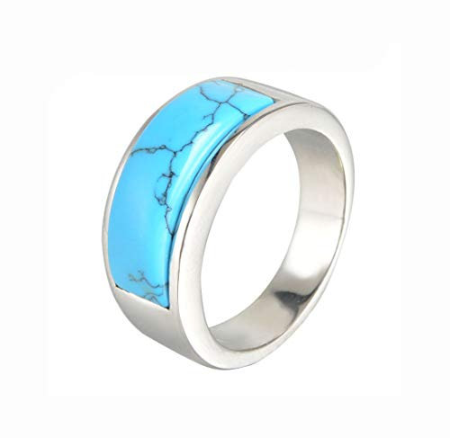 HIJONES Damen Edelstahl Mit GroßEm Stein CZ Ringe Hochzeit Versprechen Silber Türkis GrößE 57