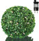 Hellum Buchsbaumkugel künstlich mit Beleuchtung, solar LED Buchsbaum-Kugel mit Timer Außen-Transformator & Solar-Panel. Buchskugel Ø 22 cm mit 30 LEDs warmweiß, 5m Zuleitung 578591