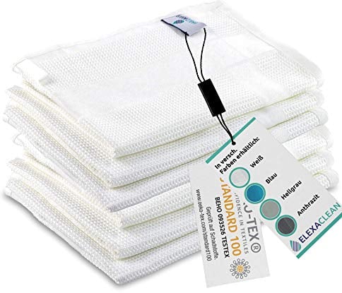 ELEXACLEAN Geschirrtücher Microfaser (6er Set, 68x42 cm, weiß) saugstark, waschbar bis 60°C, Geschirrhandtücher, Handtücher Küche modern