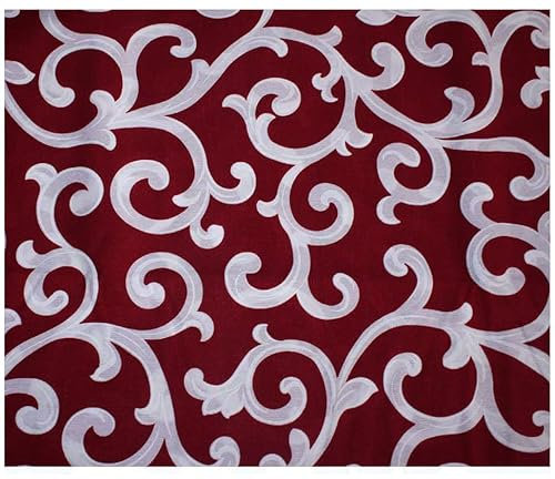 Russo Tessuti Tessuto Cotone Arredo Arabesco Ghirigori Ramace Vari Colori 270x280 cm-Rosso