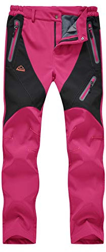donhobo Damen Wanderhose Wasserdicht Softshellhose Outdoorhose Winddicht Warm Gefüttert Winterhose Trekkinghose Skihose Funktionshose Rosa 2XL