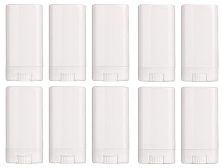10 Stück 15 ml Deodorant Behälter Oval Lippenbalsam Röhrchen mit Deckel Leere Kunststoff Lippenbalsam Probe Container (Weiß)