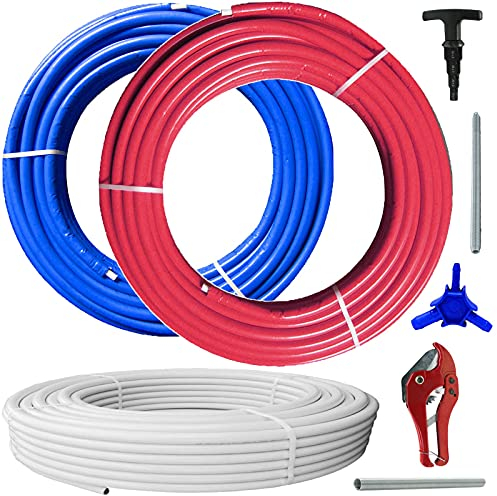 MegaHaustechnik 50 Meter Mehrschicht Aluminium Verbundrohr Außendurchmesser 16,0mm x 2,0mm Wandstärke Laser geschweisst vor isoliert blau Trinkwasser geeignet Rohr Leitung Heizung Sanitär MSVR