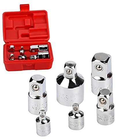 oumuik 6 Pcs Socket Adapter and Reducer Set, 1/4-inch, 1/4-inch, 3/8-inch, 1/2-inch Ratchet/Socket Set/Extentsion Conversion Kit, Premium Chrome Vanadium Steel with Mirror Finish