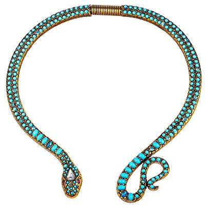 EVER FAITH Schlange Choker Halskette Blau Türkis Halloween Kostüm Statement Vintage Tierschmuck für Damen
