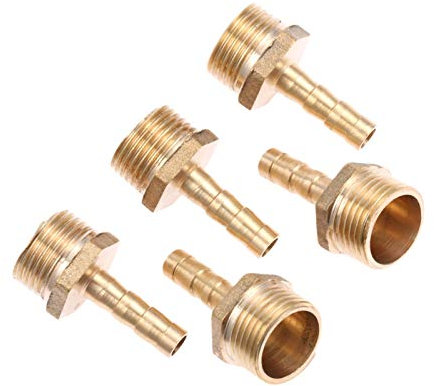 PYouo-Messing Schlauchverbinder 5Pc Messing 1/8 1/4 1/2 3/8 Außengewindeverbindungsstück, Rohrfitting 6 mm 8 mm 10 mm 12 mm 16 mm Schlauchkupplung Schwanz Dickes Material ( Color : PC12 03 )