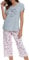 ENJOYNIGHT Pyjama court, pour femme, doté de deux pièces : haut à manches courtes et pantalon 3/4 long, de taille S à 3XL, Tasse en forme de cœur, S