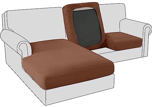Sofa Sitzkissenbezug, Samt Stretch Bezug für Sofa Sitzkissen, Elastische Couchüberzüge, Sofasitzbezug Schonbezug Ersatz für einzelne Kissen (3-Sitzer,Dunkler Kaffee)