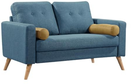 Vente-unique-Sofa 2-Sitzer - Stoff - Blau - Tatum