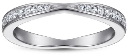 Michooyel Ewigkeitsring aus Sterlingsilber für Damen, Kreuz, AAA+, Zirkonia, Ehering, X-Ring für Mädchen