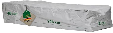 Mehr Garten Premium Protect Abdeckung Sonnenliege 225x85x40 cm, hellgrau, atmungsaktives 2-lagiges Polyestergewebe, Schutzhülle für Gartenliege wasserdicht und UV-beständig